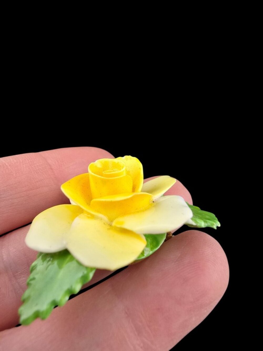 Vintage Royal Adderley Brooch Yellow Rose Bone China Floral Jewelry Spring READ - Picture 7 of 12